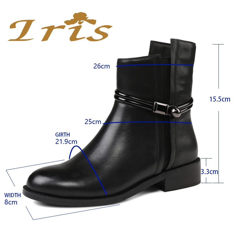 IRIS/черные женские ботильоны на плоской подошве короткие ботинки из натуральной