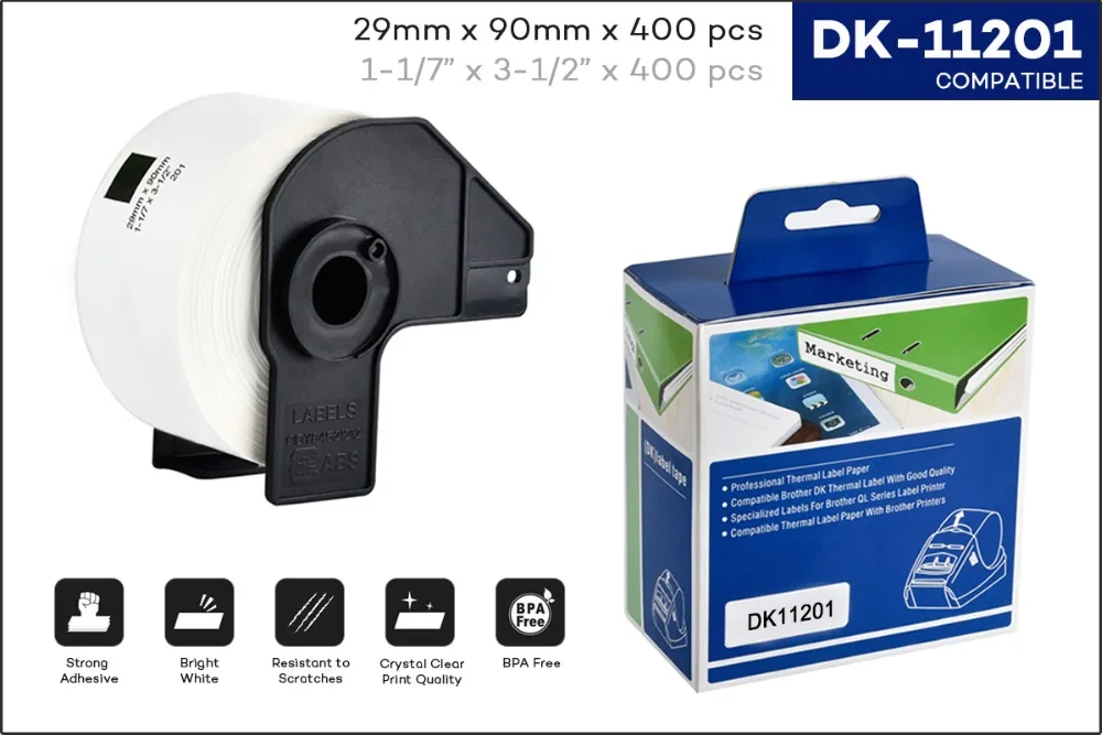 CIDY 50 рулоны brother Совместимые Этикетки DK-11201 brother этикетки 400 этикетки в рулоне DK 11201 DK 1201 29 мм x 90 мм для QL570 QL700