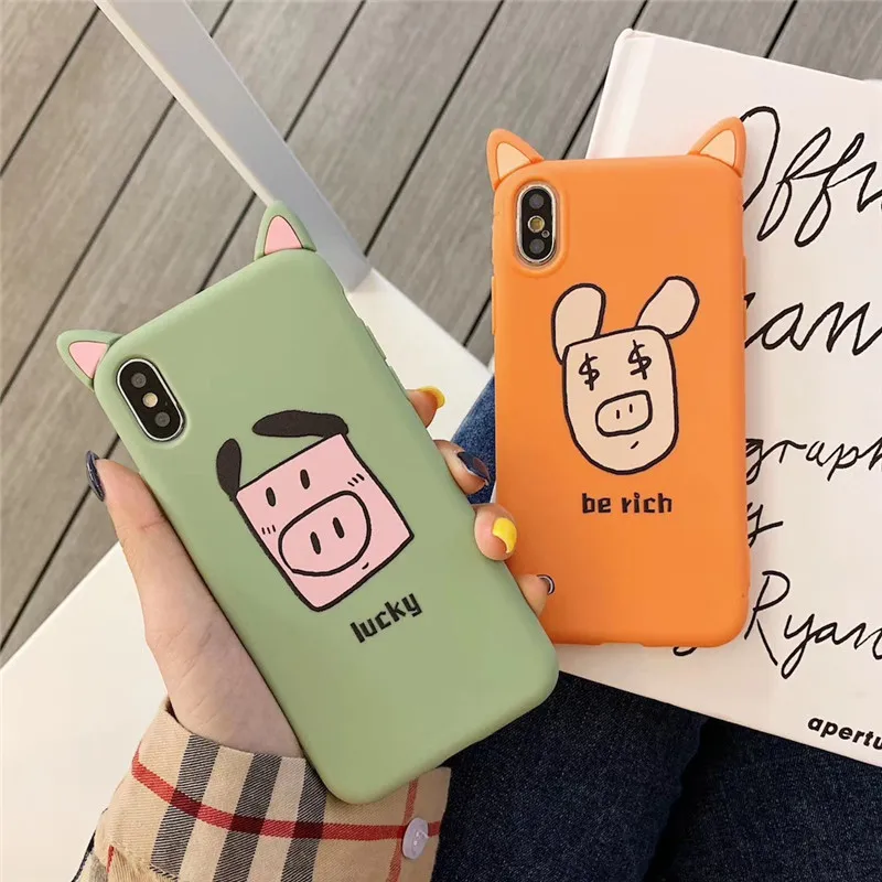 Cute Cartoon Couples Phone Case For iphone XMax XS XR Soft TPU Fundas Iphone6 6S 7 8 Plus Lovely Piggy Pattern Capa |