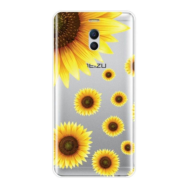 Задняя крышка для Meizu M2 M3 M5 M6 Note мягкий силиконовый желтый чехол с подсолнухом