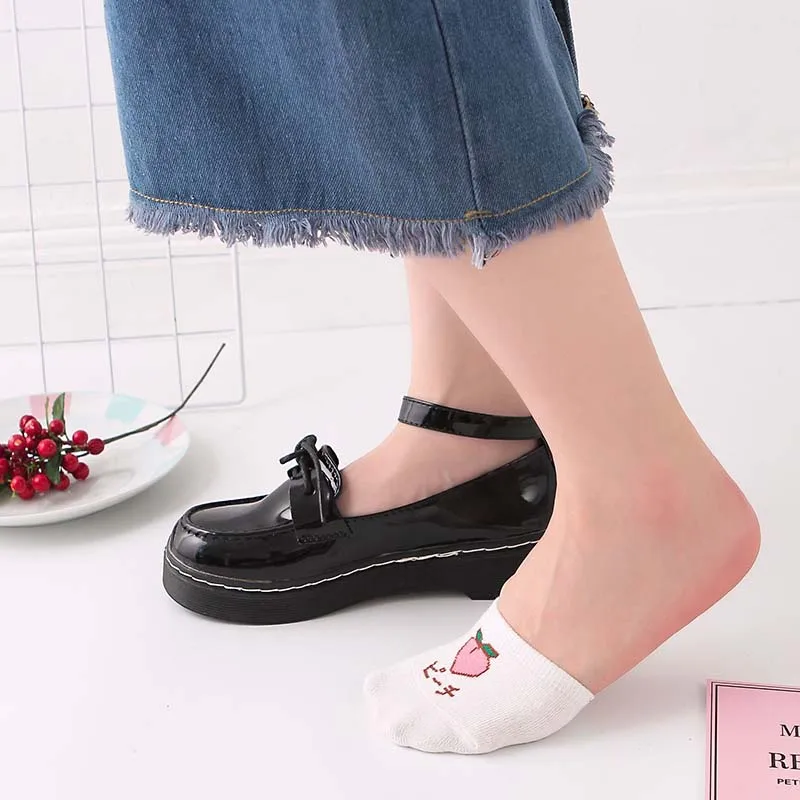 Невидимый милые носки с фруктовым со смешным рисунком для женщин принтом арбуза