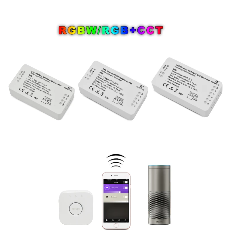 ZIGBEE светодиодный полосы RGB CCT контроллер 12V 24V 15A Выход Lightify Tradfri совместимость