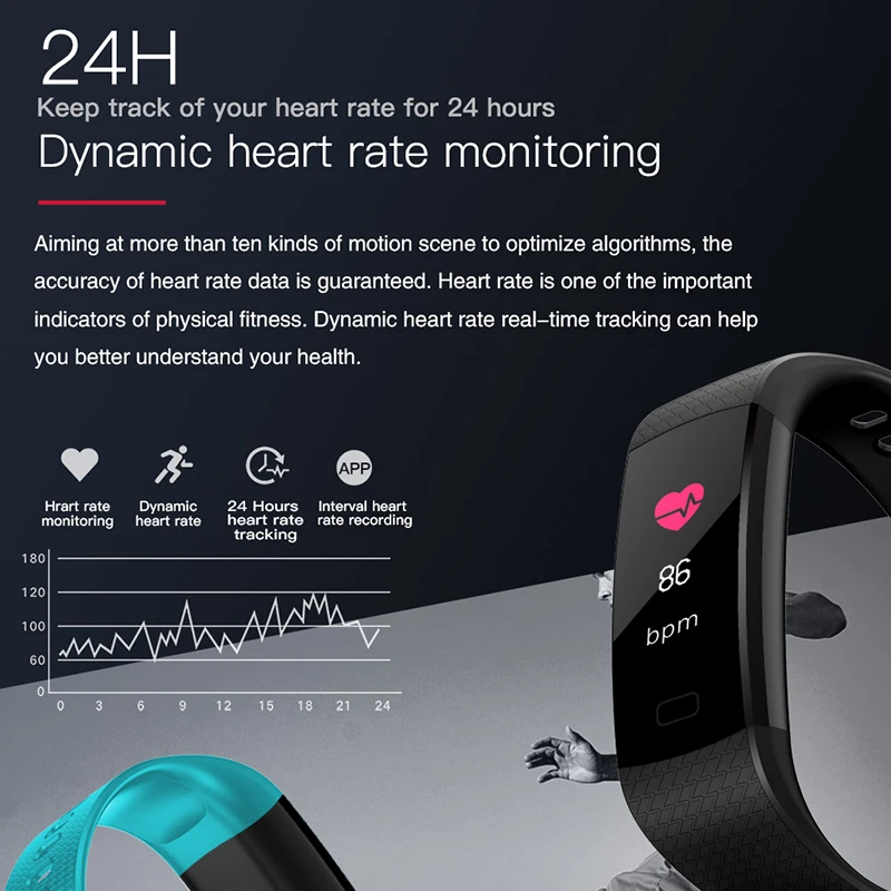 FocuSmart Y5 умный Браслет фитнес трекер кровяное давление HeartRate монитор