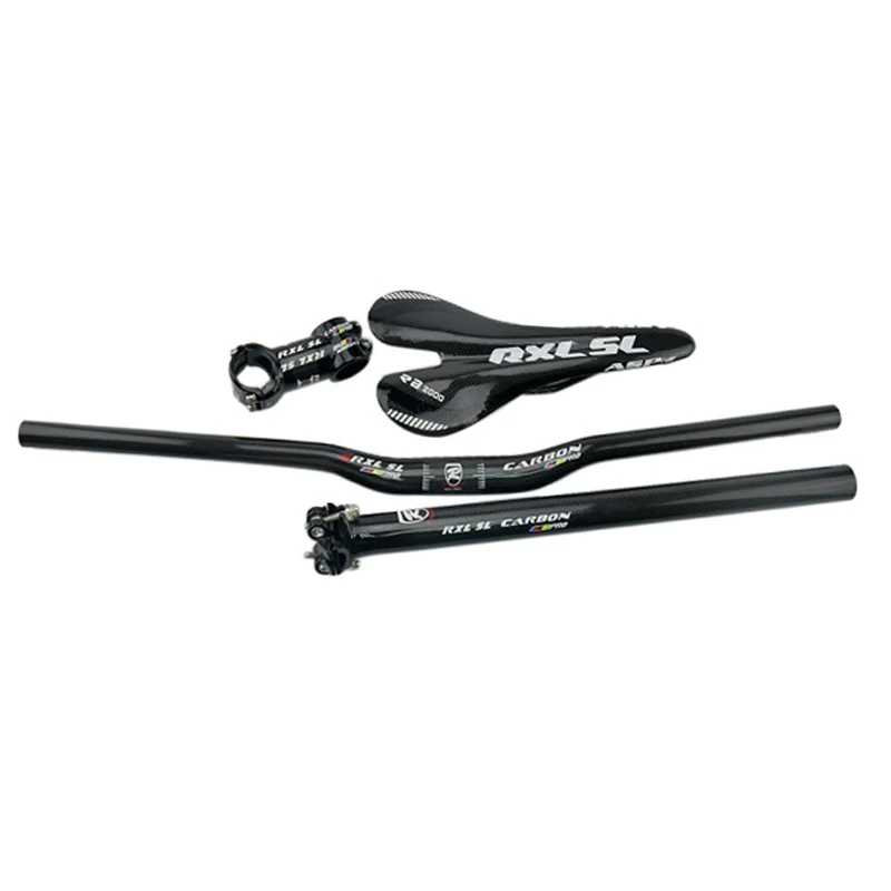 RXL SL углеродный руль для горного велосипеда MTB 3 к матовый/глянцевый Подседельный штырь+ ствол+ седло+ Плоский/подъемный руль углеродный набор рулей для велосипеда - Цвет: Set 3