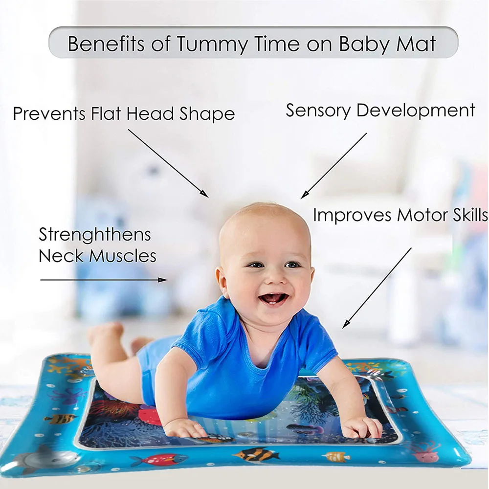 Детский водный игровой коврик для малышей надувной живота и времени