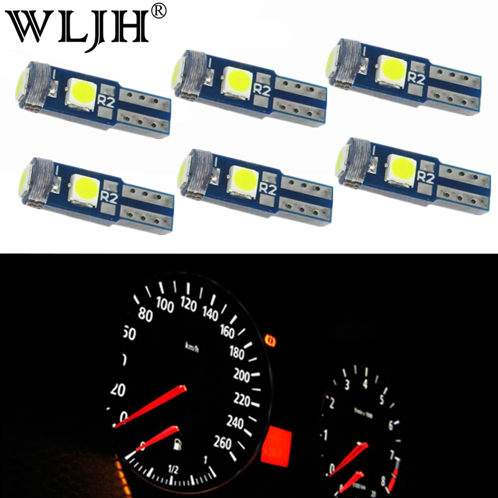 Белый WLJH 6x T5 светодиодный 74 светильник 3030SMD Автомобильная приборная панель лампа приборной панели лампа для Mitsubishi Lancer Eclipse Galant Outlander Precis - Испускаемый цвет: Белый