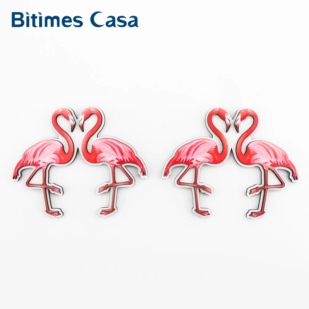 Магниты на холодильник Bitimes Love Flamingo магнитная наклейка из MDF для украшения дома