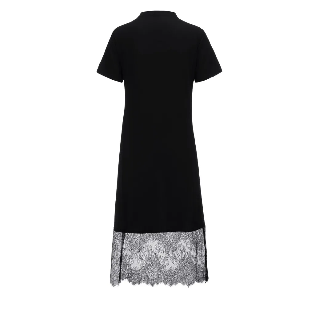 Летнее модное женское Повседневное платье в горошек а-силуэта кружевное