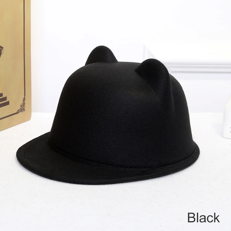 REAKIDS г. Новая детская джазовая шляпа Кепка модная винтажная Ретро Шляпа Fedora детское ведро с ушками летняя пляжная кепка - Цвет: Black