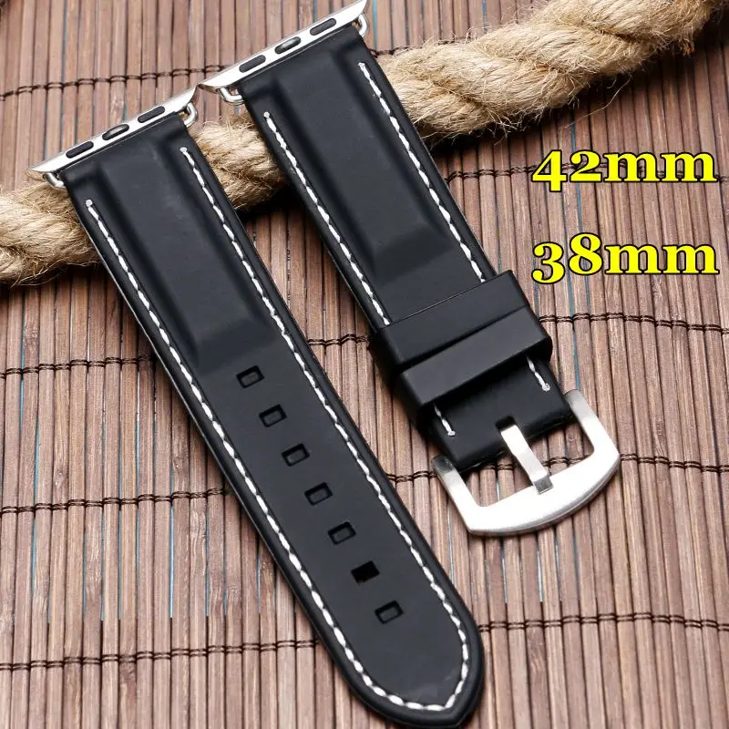 42 мм водонепроницаемый белый/красный сменный резиновый мягкий черный