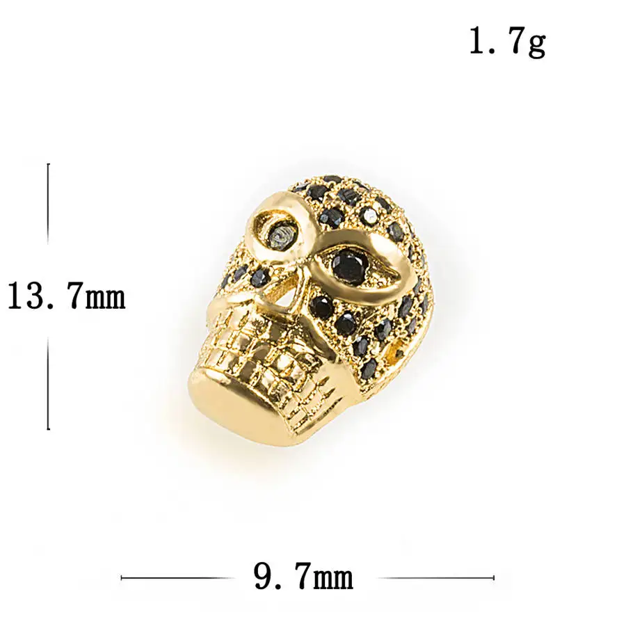 Новый Череп Бусины DIY металлические бусины Шарм микро проложить CZ Циркон в виде