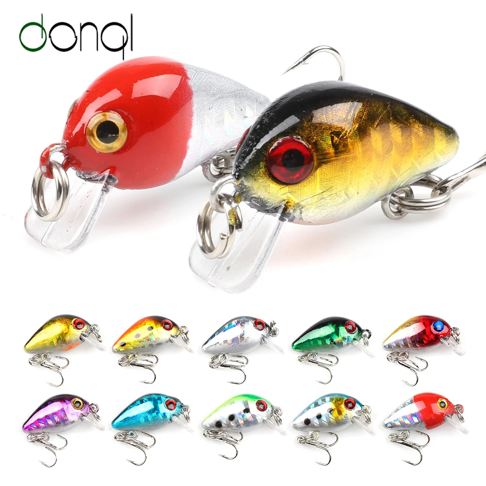 

DONQL 2pcs/lot Mini Wobblers Crazy Crankbaits Fishing Lure 28mm 1.7g Topwater Floating Artificial Hard Baits Fishing Tackle