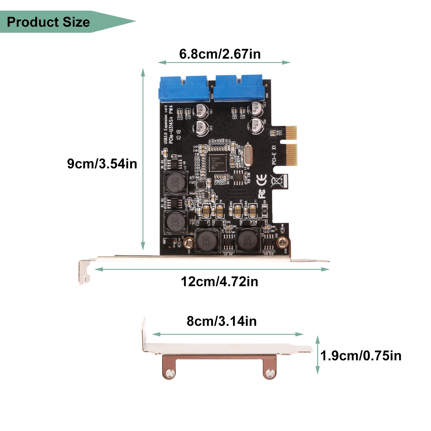 Карта USB Controllor Ubit PCI E к 2 портовому 3 0 19PIN разъемы Расширительная карта с полным и