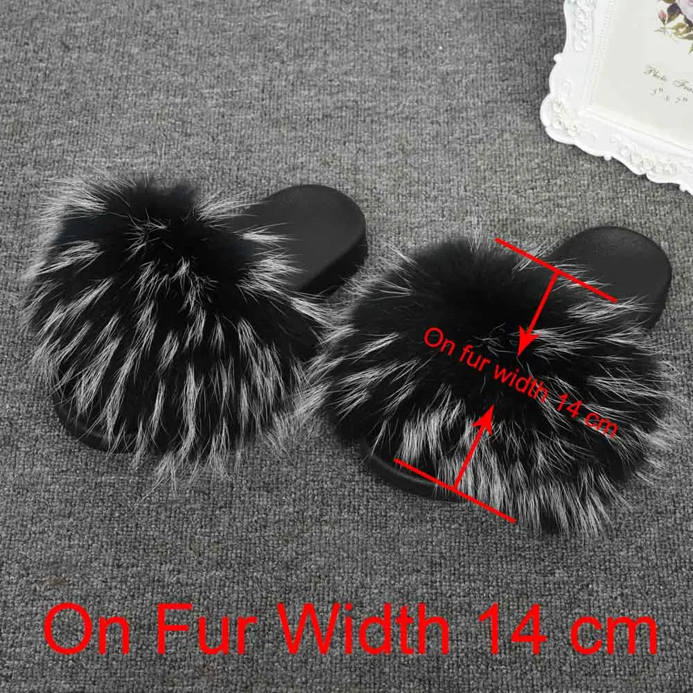Rac Black Frost 14cm 14 см; широкие меховые шлепанцы; Новинка; тапочки из натурального меха енота; женские Ползунки; сезон лето-осень; домашние тапочки наивысшего качества; S6047 - Цвет: Rac Black Frost 14cm