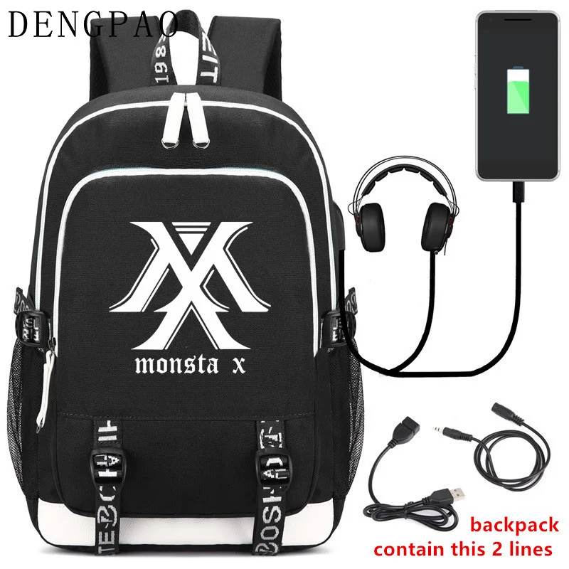 DENGPAO MONSTA X школьные сумки для подростков мальчиков и девочек USB рюкзак ноутбука