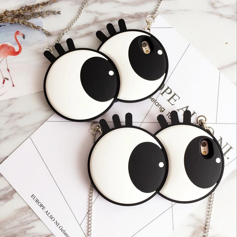 Fashion Big Eye Case with Strap for iPhone XS MAX XR X Silicone Shockproof 8 plus 7 6 6s 3D | Мобильные телефоны и