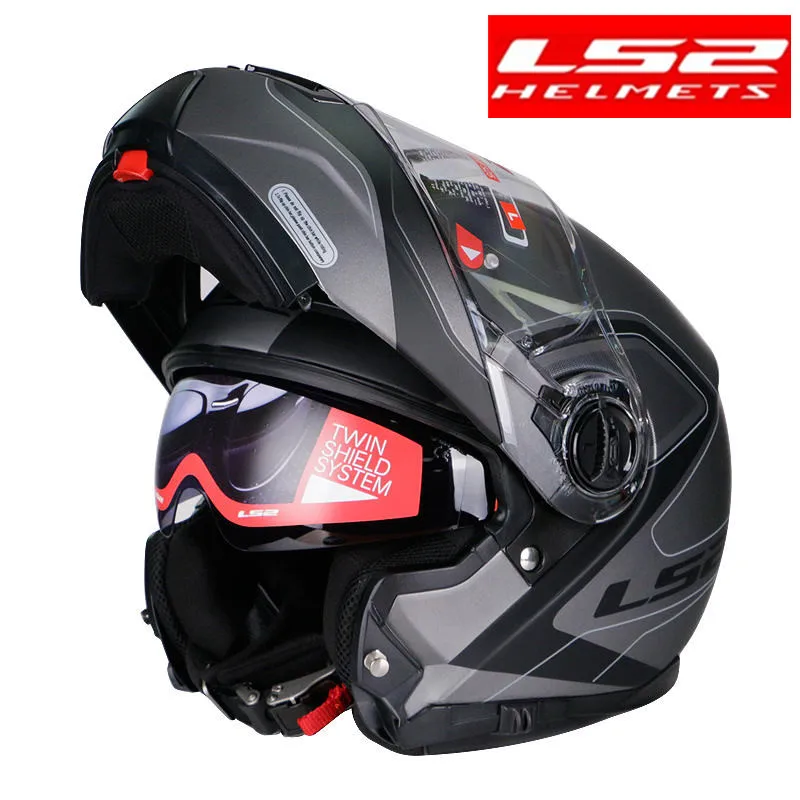 LS2 FF325 стробоскопический флип-ап мотоциклетный шлем модульный CIVIK ZONE capacete LS2 шлем мотоциклетный шлем - Цвет: 12 Black Gray