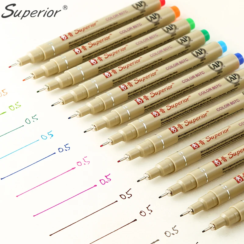 Превосходные 12 цветов маркеры с иглой тонкий пигмент для манги рисования