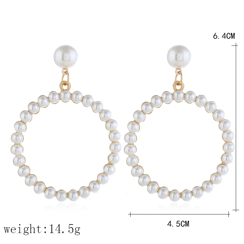 

Bohopan Fashion Lovely Pearl Drop Earrings Round Gold Color Metal Vintage Baroque Earrings for Women Wedding Statement Jewelry