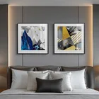 Абстрактный Скрапбукинг, холст, живопись, золотой синий плакат, принт, уникальный декор, настенные картины для гостиной, спальни, коридора