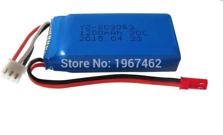 

7.4v 1200mAh Lipo battery 2s 30c JST plug for RC car X6 H16 HC6 X101 Wltoys V353 V353B V666 V262 A979 K929 V912 V915 2pcs/lot