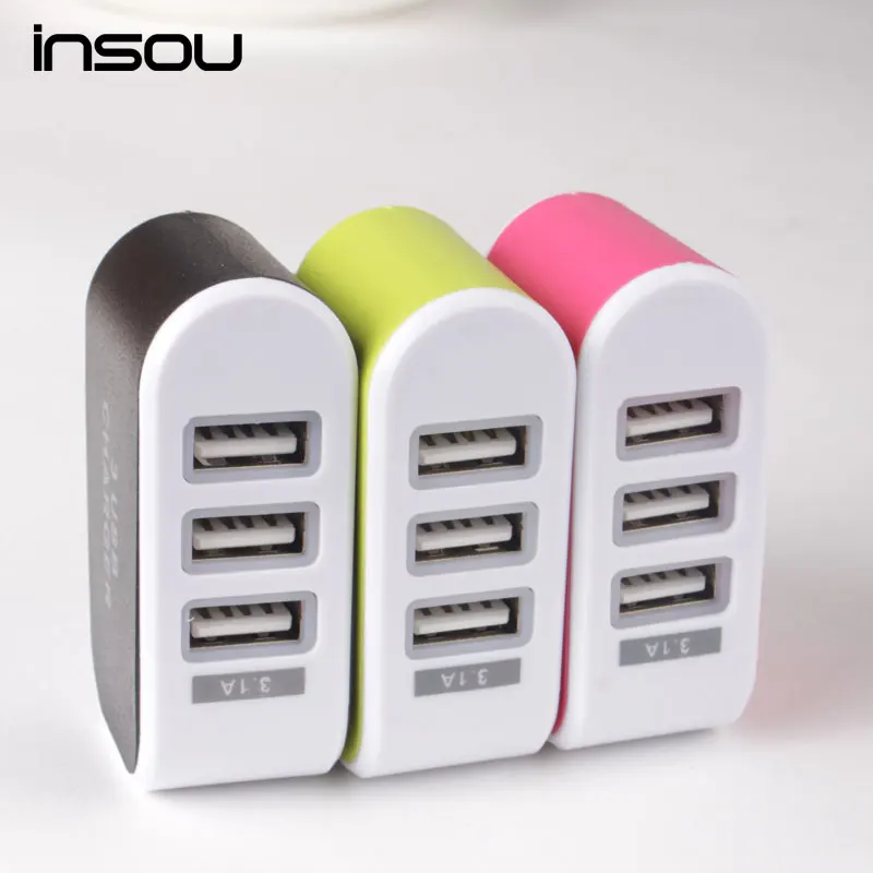 Быстрое зарядное устройство 5V 3.1A с 3 портами USB настенное вилкой европейского
