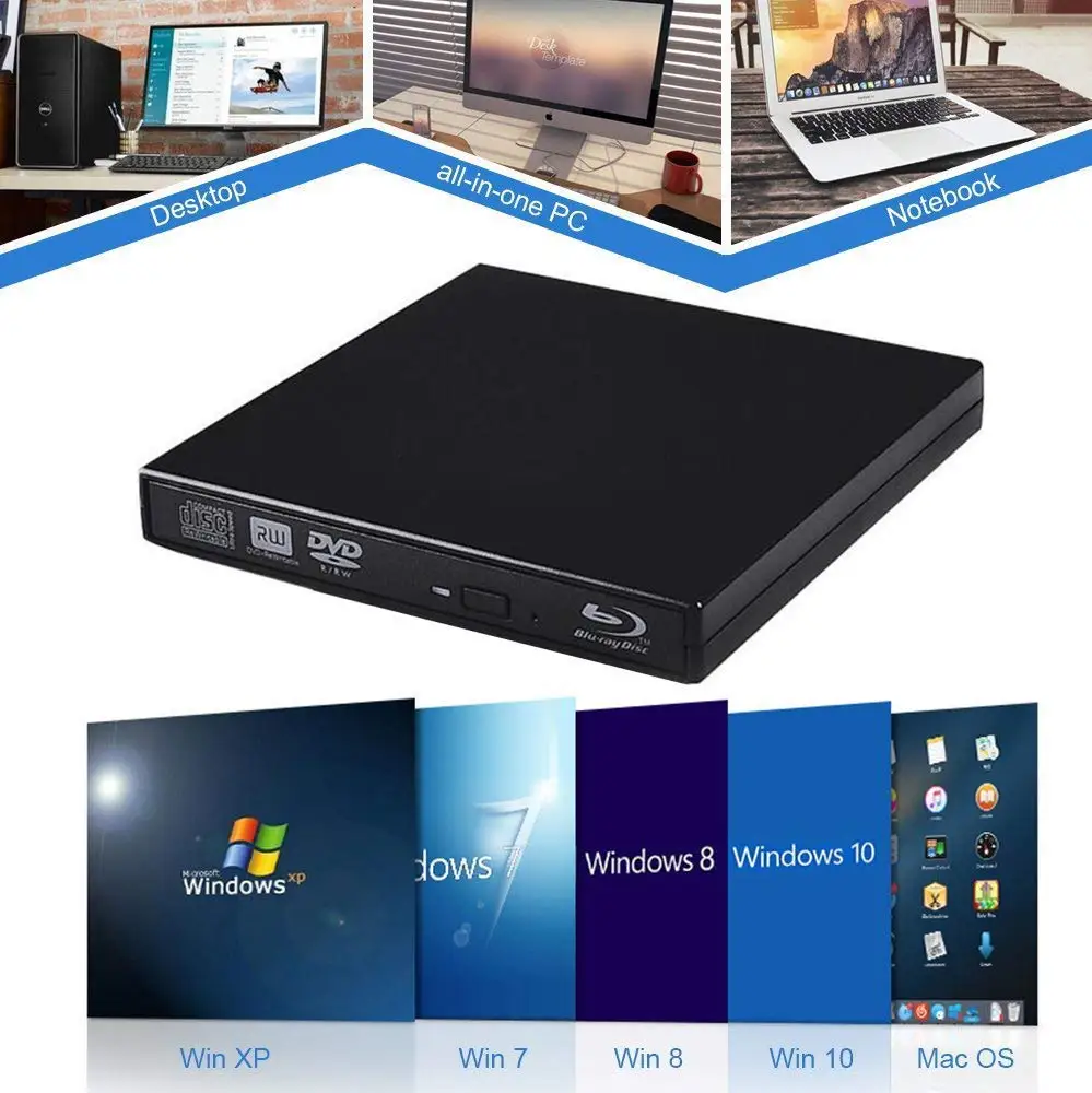 Портативный оптический привод Bluray Drive USB 2 0 внешний проигрыватель Blu ray CD/DVD RW для
