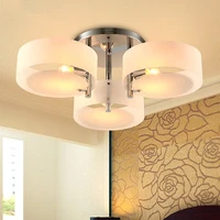 lustres brief home deco living room circle acrylic shade ceiling light modern diy bedroom 3e27 bulb chrome iron led lighting