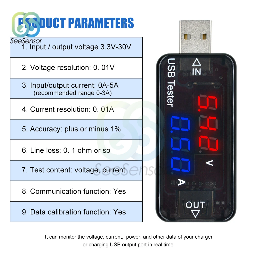 Цифровой USB Мобильный зарядный ток тестер напряжения метр мини USB зарядное устройство Доктор Вольтметр Амперметр