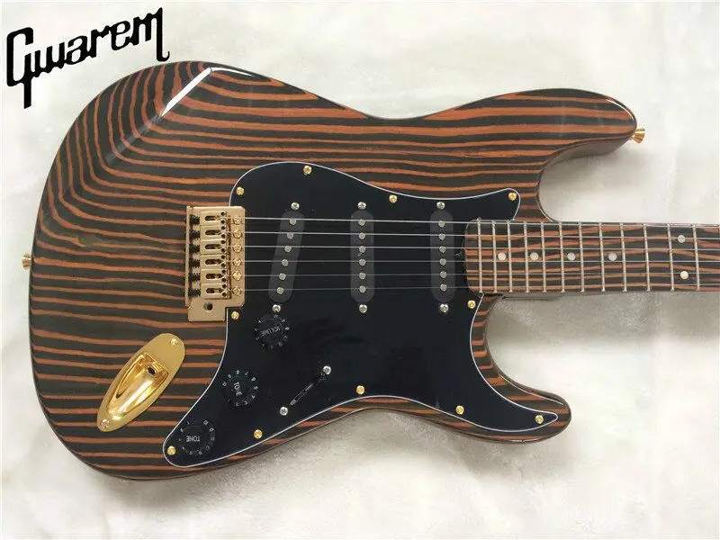 Электрогитара/гитара Gwarem/корпус и шея zebravwood/с золотой аппаратной гитарой в Китае