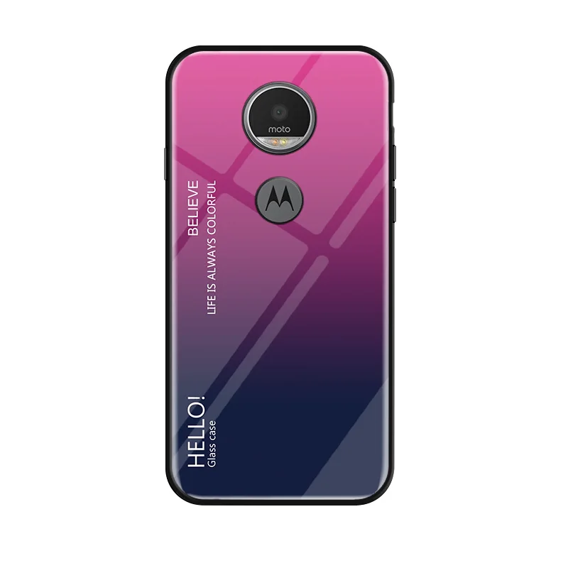 Gradient Tempered Glass Phone Case For MOTO G5S G6 Plus Color Motorola Play Cover Coque Protective Fundas |