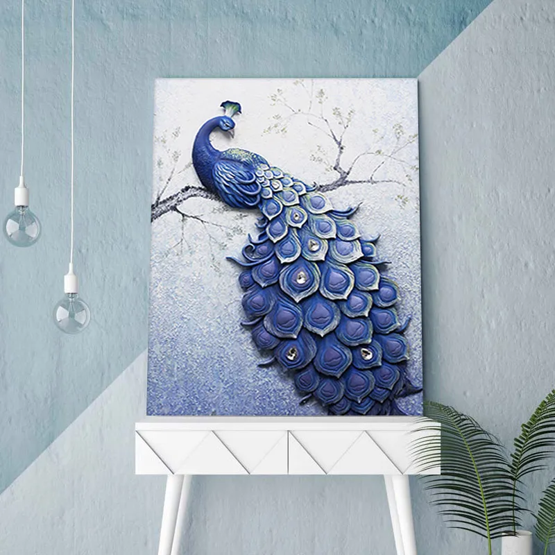 Needlework 5D Diy Diamond Painting Cross Stitch Blue Peacock Special-shaped Full Round Embroidery Animal Serie | Дом и сад