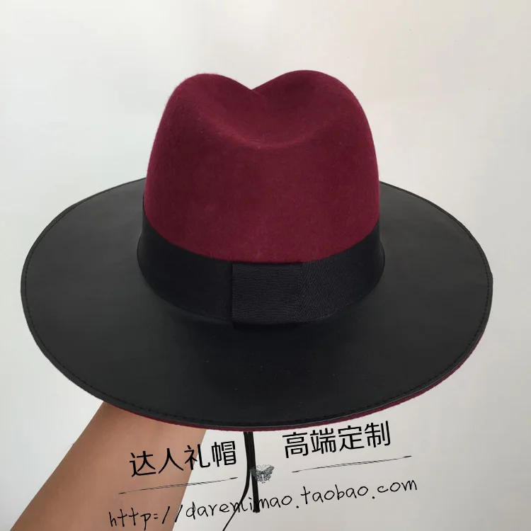 Sir Abnormity hat stitching wine red wool leather cap female | Аксессуары для одежды