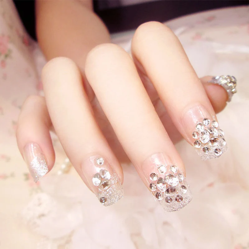 24 шт./компл. Довольно Серебряный Rhinestone невесты ногтей Книги по искусству Советы