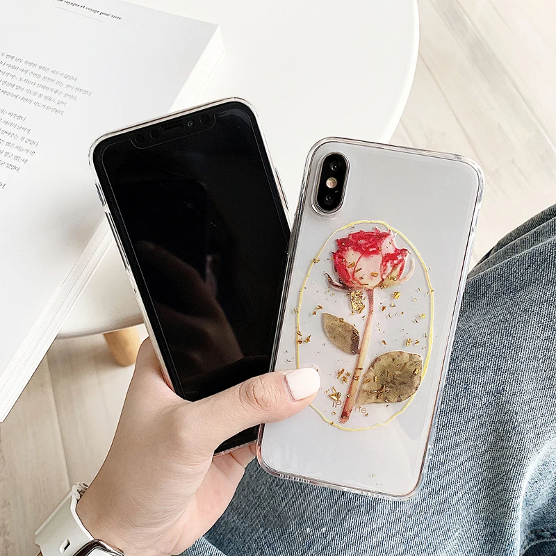 GlamPhone чехол из золотой фольги прозрачный розовый чехол для телефона для iPhone11 X Xs Max XR 8 7 Простая мягкая задняя крышка для iPhone 8 7 6 6S Plus