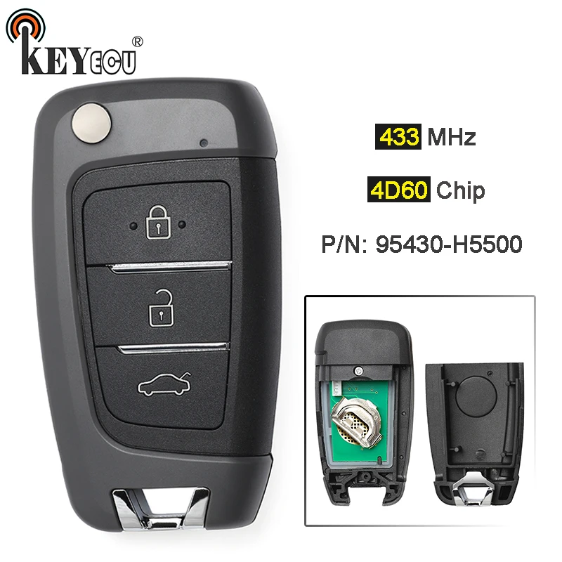 Чип KEYECU 433 МГц 4D60 P/N: 95430-H5500 FCC: SYEC3TX1612 БЕСКЛЮЧЕВОЙ вход 3 кнопки дистанционный