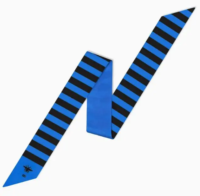 Женский шарф в полоску с принтом пчелы 6x100 см брендовый шелковый лентами модный