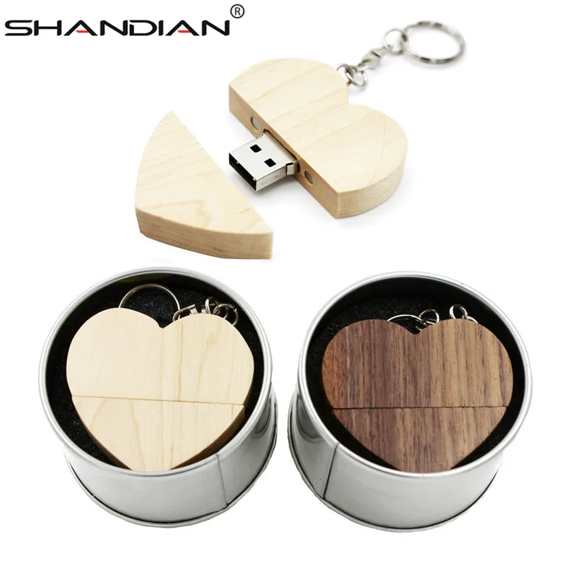 SHANDIAN(10 шт. бесплатный логотип) деревянный сердечко + металлическая подарочная