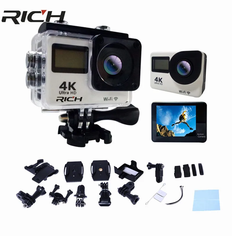 Спортивная камера RICH H1 F65R Allwinner V3 2 0 дюйма с двойным сенсорным экраном Экшн Wi Fi 170D