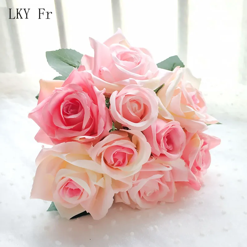 1 Rose Red LKY Fr Свадебный букет невесты Свадебный букет шелковые искусственные цветы розы свадебный букет s для подружек невесты Свадебные аксессуары - Цвет: 1 Rose Red