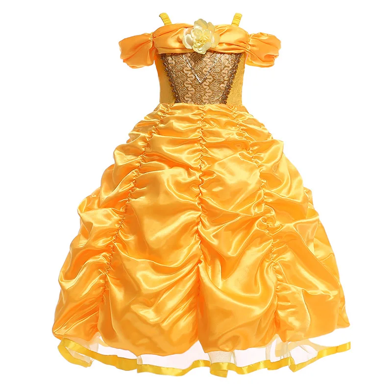 SMR023 Europe and America Cosplay costume beauty the beast collar dress Children's Day Halloween Costume Girl Dress | Детская одежда