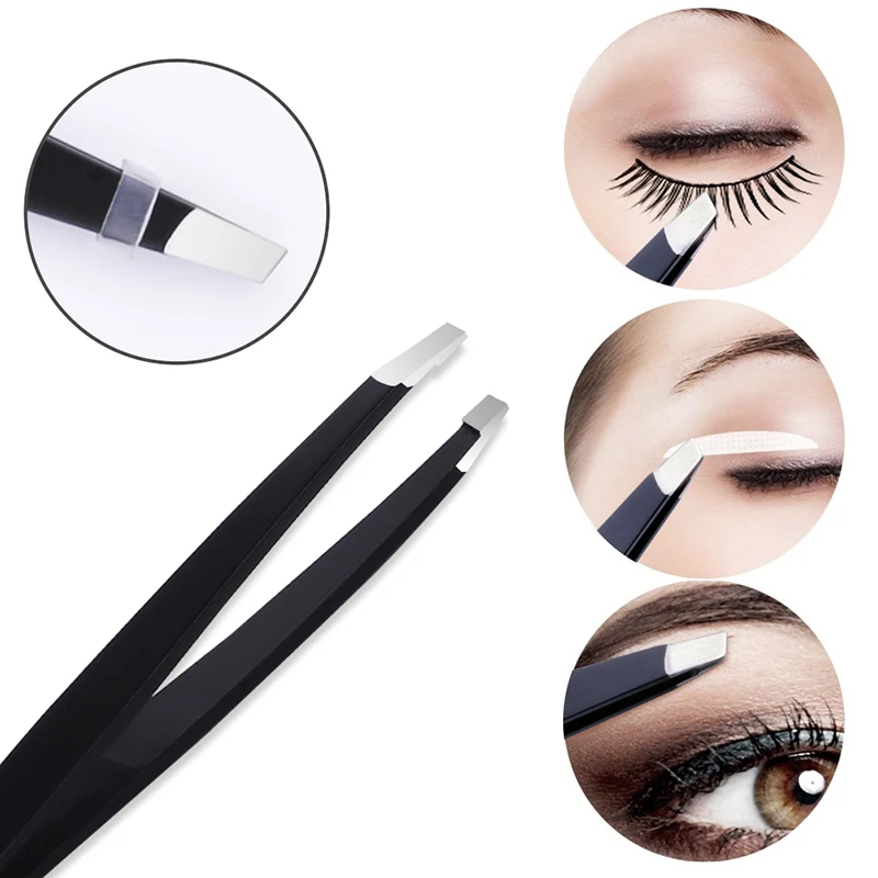1PC Black Color Eyebrow Tweezer Hair Beauty Slanted Puller Stainless Steel Eye Brow Clips Makeup Tool Brand New | Красота и здоровье