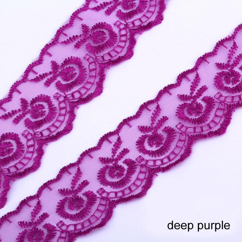 deep purple DIY вышитая Высококачественная 45 мм кружевная тканевая лента с бантиками 10 ярдов кружево отделка шитье украшение красивое белое кружево - Цвет: deep purple