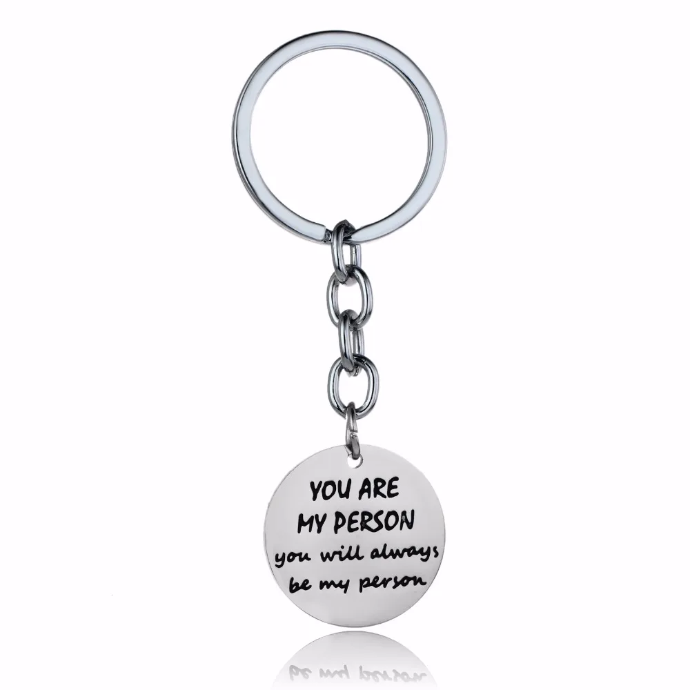 

12PC/Lot New Loves Couples Keychain You Are My Person You Will Always Be My Person Stainless Steel Keyring Family Key Chain Gift