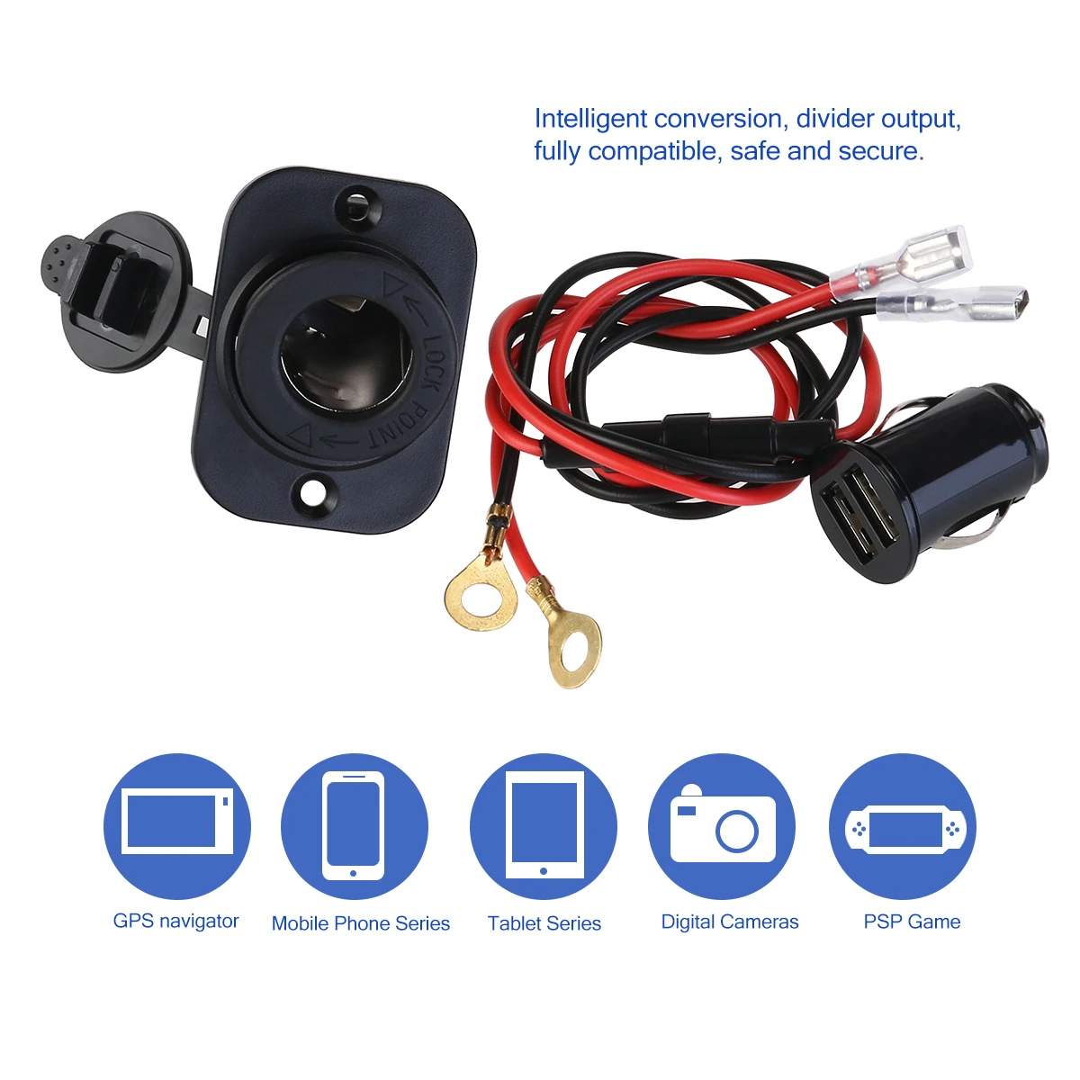 TINKSKY 12V автомобильный мотоцикл двойной USB адаптер Прикуриватель разъем питания