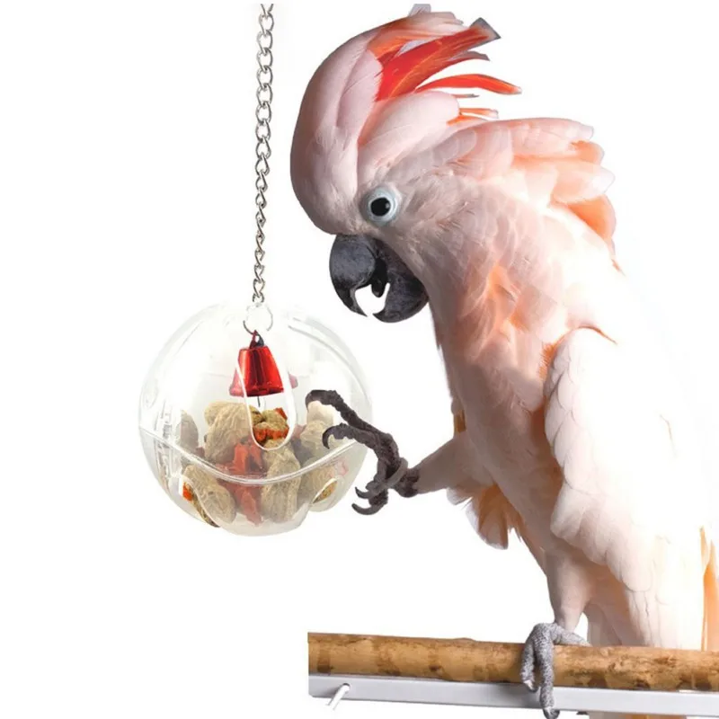 

Parrots Ball Toys Food Feeder Hanging Cage Birds Bell Foraging Chain For Treats Bird Supplies