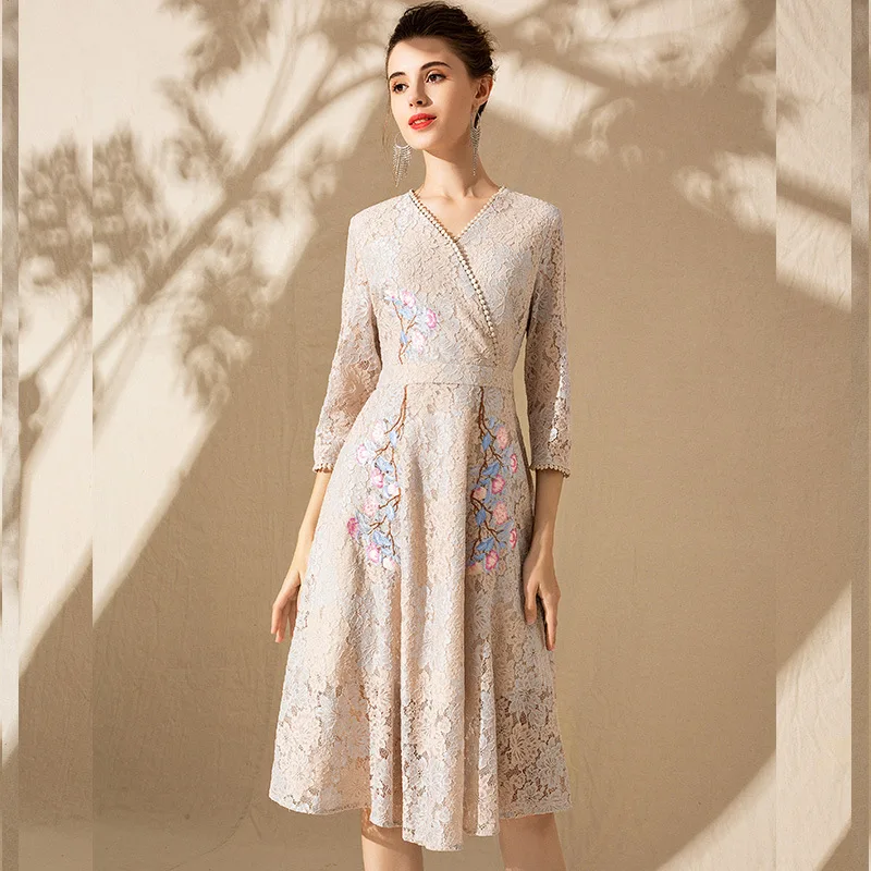 Новая женская одежда Европа и Соединенные Штаты тяжелая промышленность вышивка