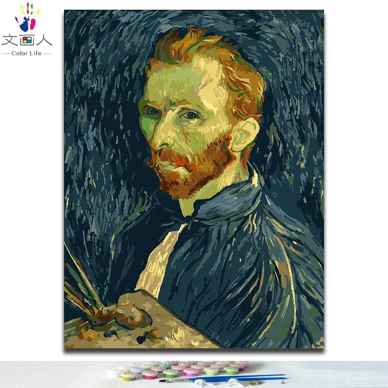 3328 self portrait Картина «сделай сам» по номерам картины Винсента Ван Гога «Звездная ночь» Абстрактные Художественные картины по номерам с рамкой - Цвет: 3328 self portrait