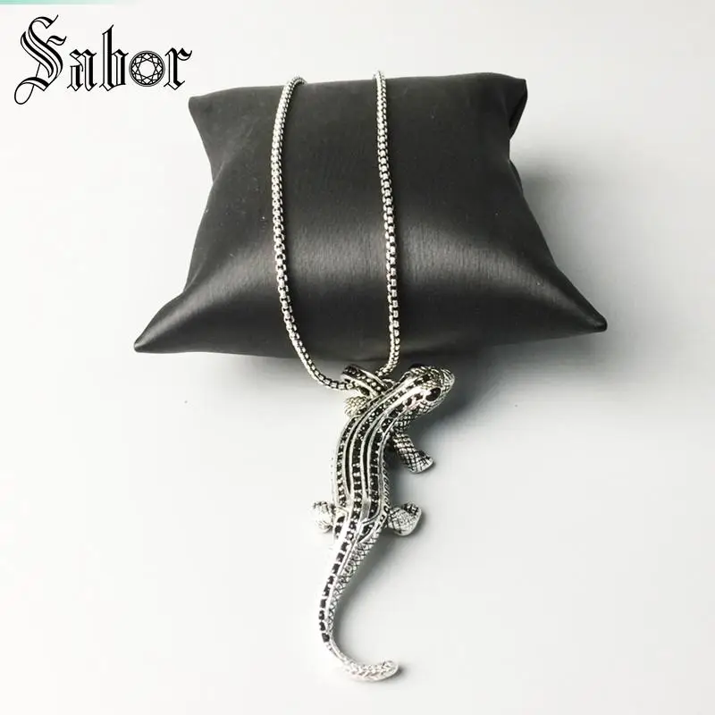 Звено цепи кулон ожерелье Salamander Pave подарок для мужчин и женщин женский