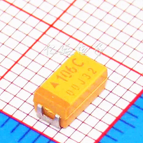 Patch Tantalum Capacitor 106C 10UF 16V Type C 6032 10% Duct Capacitive Yellow Polarity Capacitor